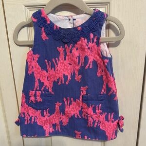 Lily Pulitzer Pink and Blue Giraffe Print Dress for baby